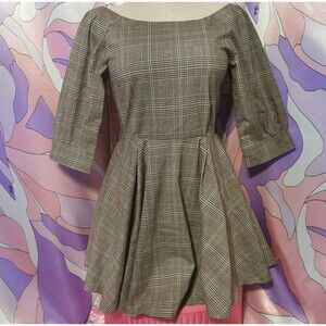 Ank Rouge Mini Dress Size Women's Extra Small Plaid Retro Vintage Casual Party